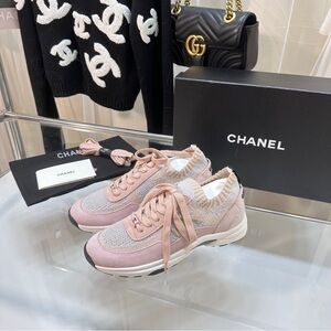 CHANEL Light Pink and Gray Women's Sneakers